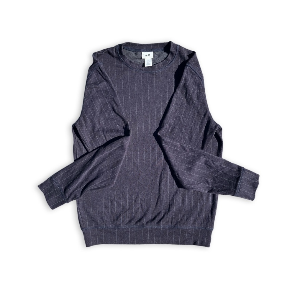 H&M Men’s Navy Charcoal Pinstripe Sweater Pullover, Size Small